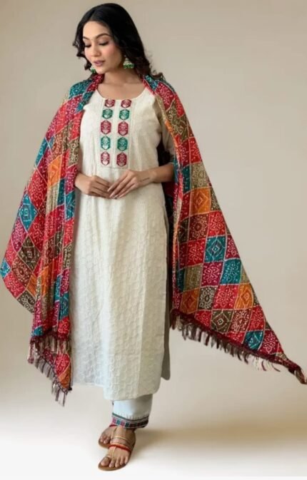 white straight-cut kurta